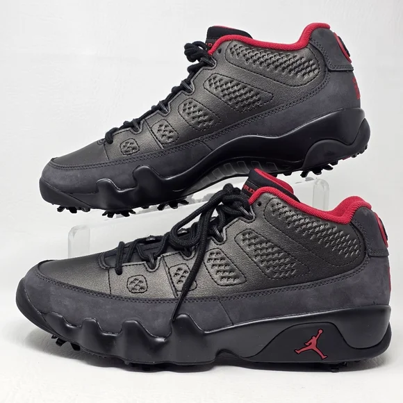 Nike Air Jordan 9 Low Golf Charcoal Men Sz 10.5 Black True Red Shoes FJ5934-002